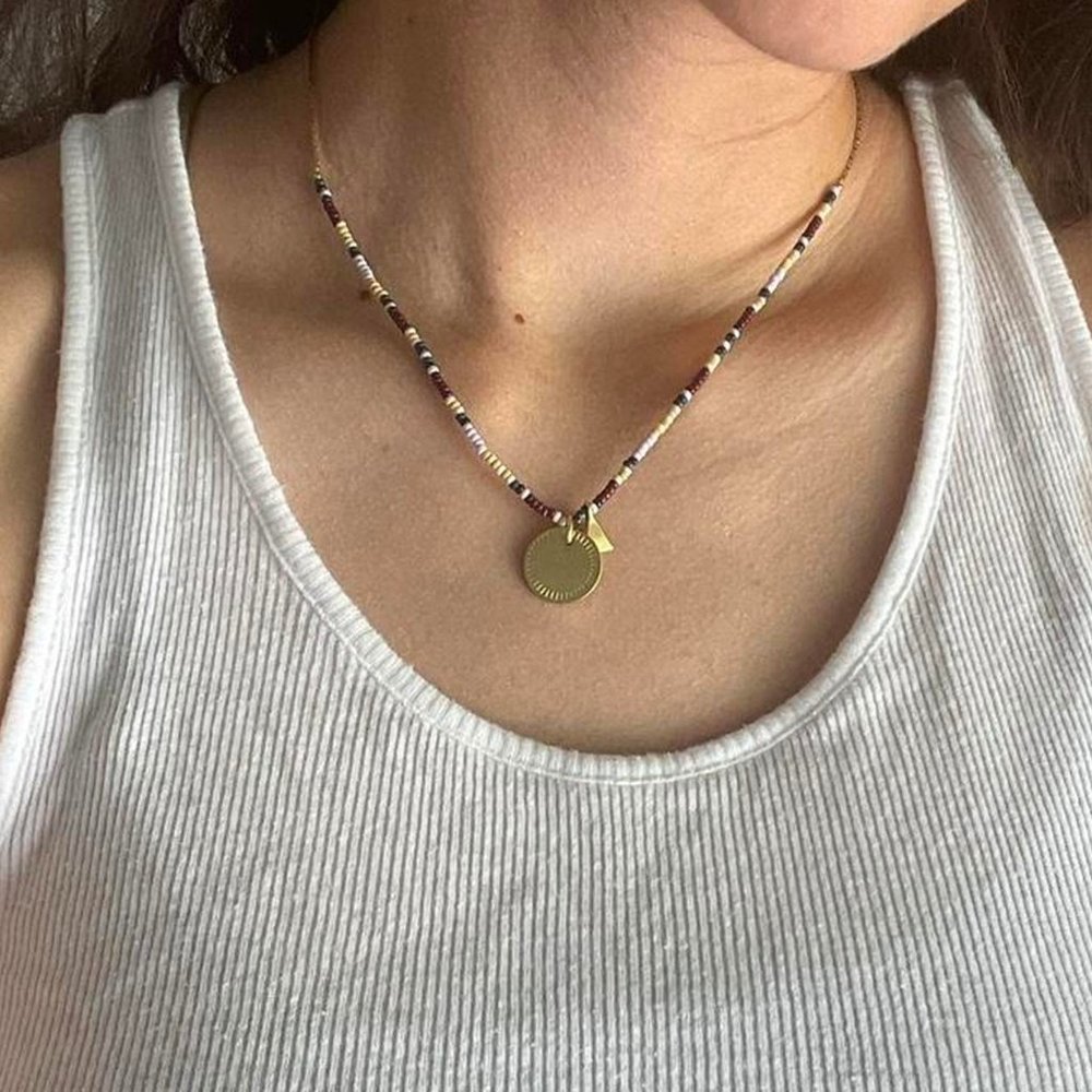 Madewell Bead Disk Charm Necklace